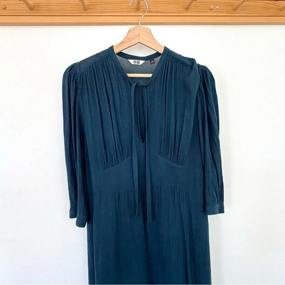 Uniqlo Dark Teal Midi Dress M - Picture 2 of 7